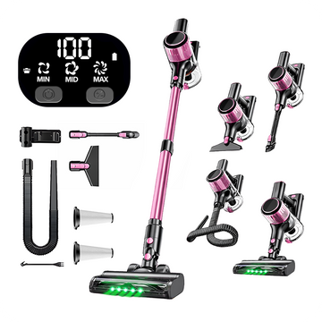 Aspirator Vertical fara Fir 10 In 1 Techsen W1 Nova, Culoare Roz